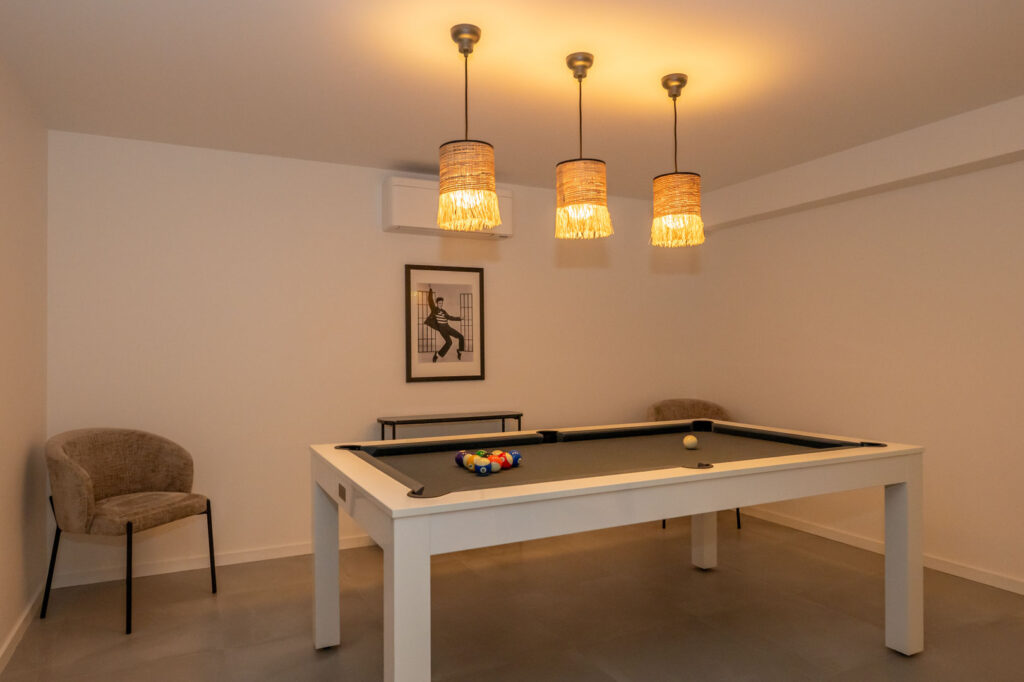Salle de jeux avec billard